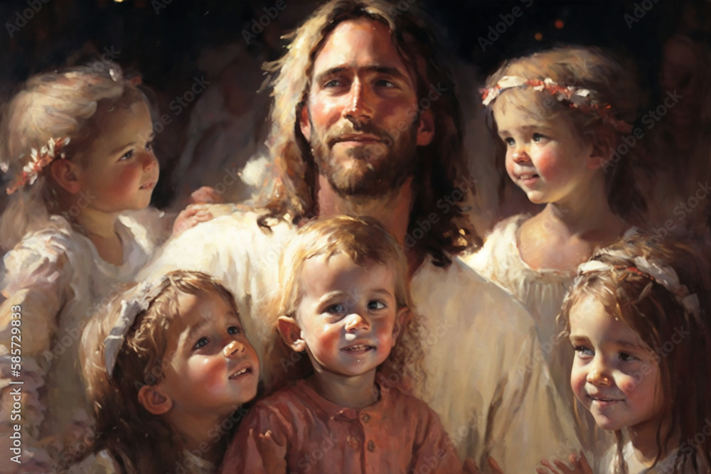 Jesus with Children Coloring Page